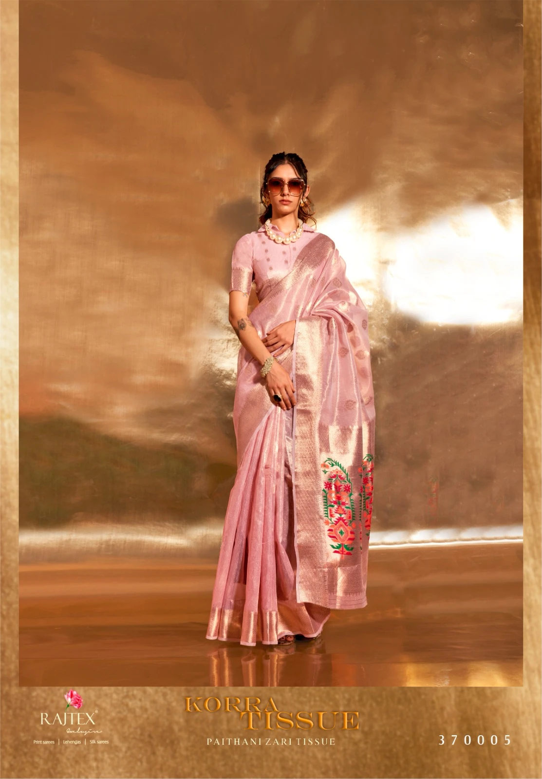 Rajtex 370000 Series Zari Tissue Wholesale Fancy Sarees Catalog — Wholesale Sarees, rajtex wholesale from Surat - Gallery Image 3